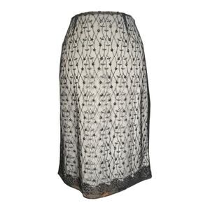 Vintage 90s Arden B Embroidered Lace Overlay Skirt Black Gray SZ10 Y2K Coquette